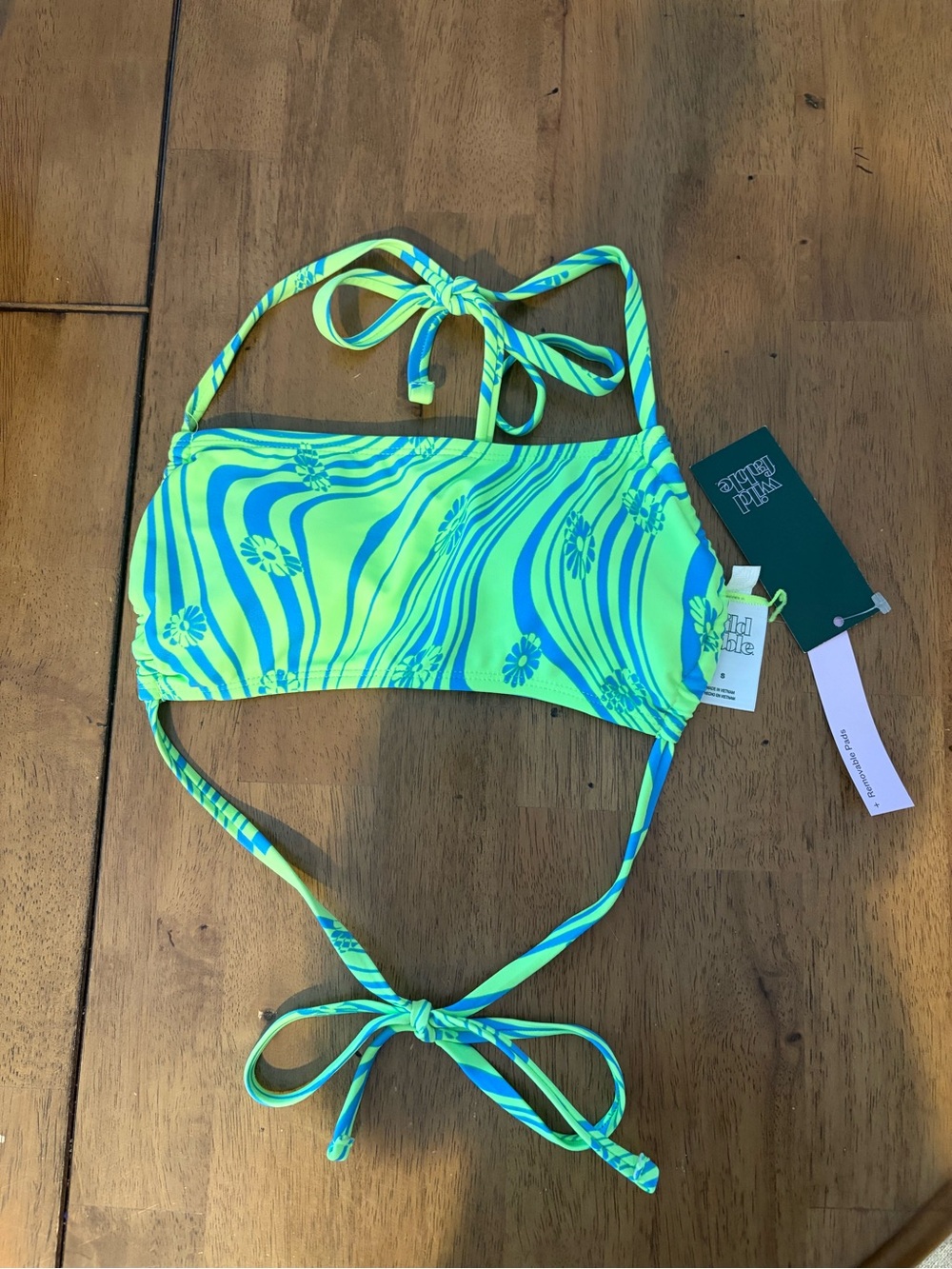 Floral Stripe Bikini Top